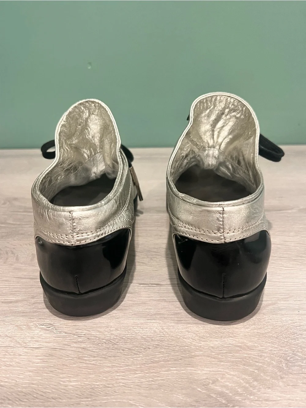 CHANEL Silver and Black Low-Top Lace-Up Sneaker